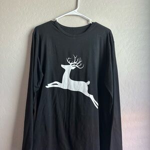Black Long Sleeve Shirt with Deer Design